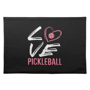 Love Pickleball Heart Pickle Ball Women Girls Kids Cloth Placemat