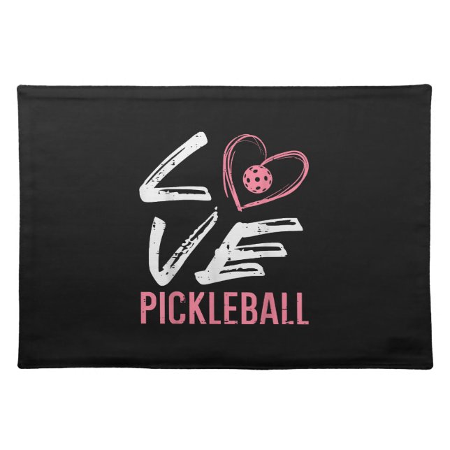 Love Pickleball Heart Pickle Ball Women Girls Kids Cloth Placemat (Front)