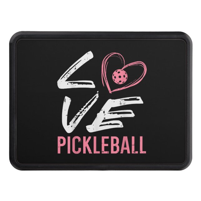 Love Pickleball Heart Pickle Ball Women Girls Kids Hitch Cover (Front)
