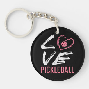 Love Pickleball Heart Pickle Ball Women Girls Kids Keychain