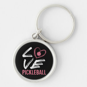 Love Pickleball Heart Pickle Ball Women Girls Kids Keychain