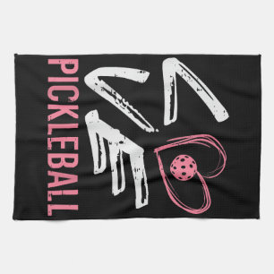 Love Pickleball Heart Pickle Ball Women Girls Kids Kitchen Towel