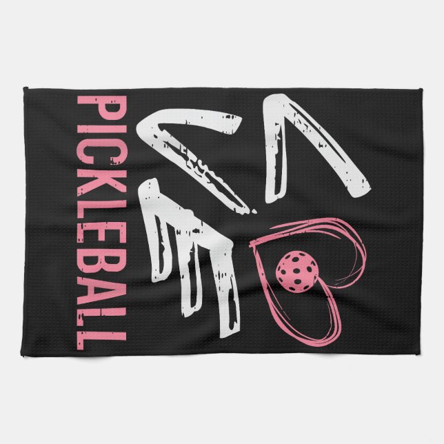Love Pickleball Heart Pickle Ball Women Girls Kids Kitchen Towel (Horizontal)
