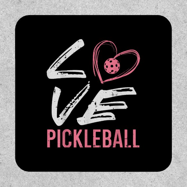 Love Pickleball Heart Pickle Ball Women Girls Kids Patch (Front)