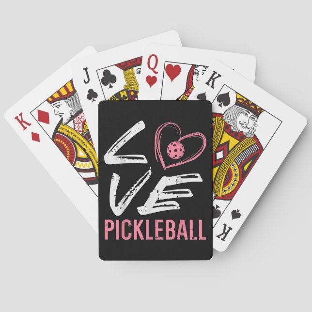 Love Pickleball Heart Pickle Ball Women Girls Kids Poker Cards (Back)