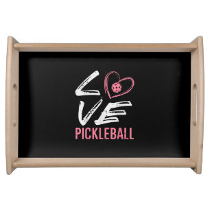 Love Pickleball Heart Pickle Ball Women Girls Kids Serving Tray