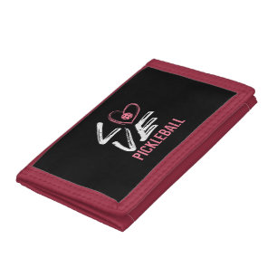 Love Pickleball Heart Pickle Ball Women Girls Kids Tri-fold Wallet