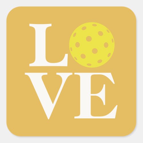 LOVE Pickleball Mustard Yellow Square Sticker