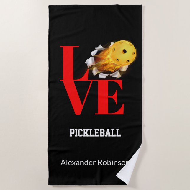 Love Pickleball Personalized Sports  Beach Towel (Front)