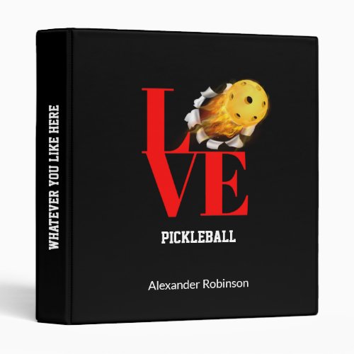 Love Pickleball Personalized Sports Office School 3 Ring Binder
