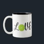 Love pickleball script Two-Tone coffee mug<br><div class="desc">Love Pickleball with a pickleball as the O</div>