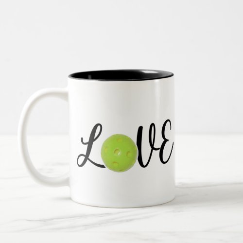 Love pickleball script Two_Tone coffee mug