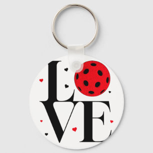 Love pickleball valentines day cute red heart keychain