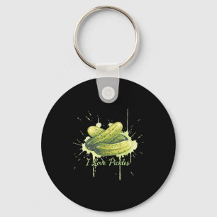 Love Pickles Watercolor Dill Snack Art Bbq Foodie Keychain
