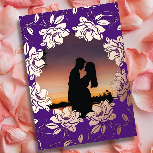 Love picture surrounded with flowers _ valentines  foil holiday card