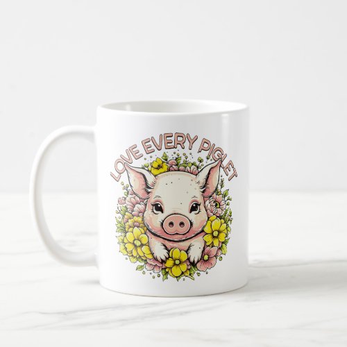 Love Pigs in Flowers Coffee Mug