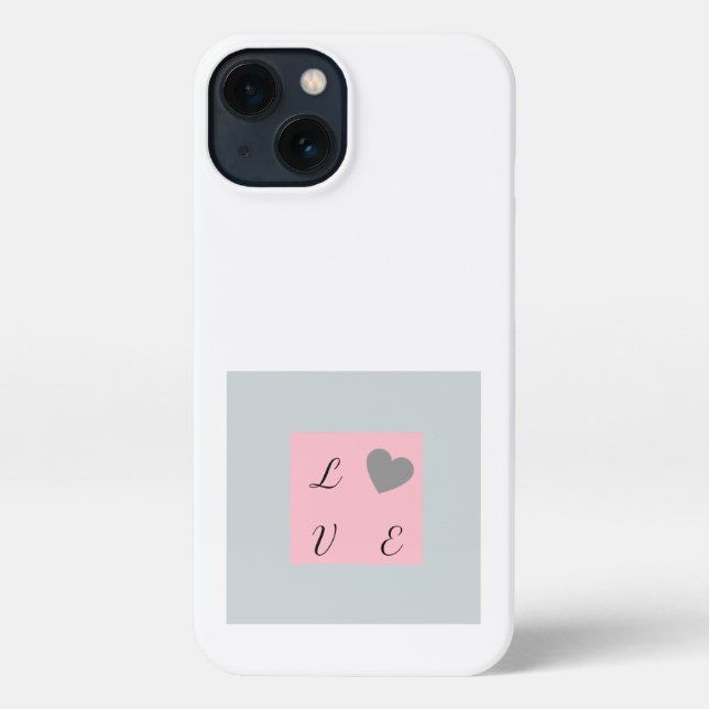 Love Pink and Gray Square Pattern  iPhone Case (Back)