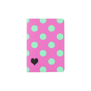 Love Pink And Mint Polka Dots Passport Holder