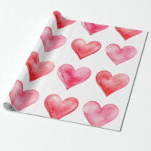 Love pink and red watercolor hearts pattern