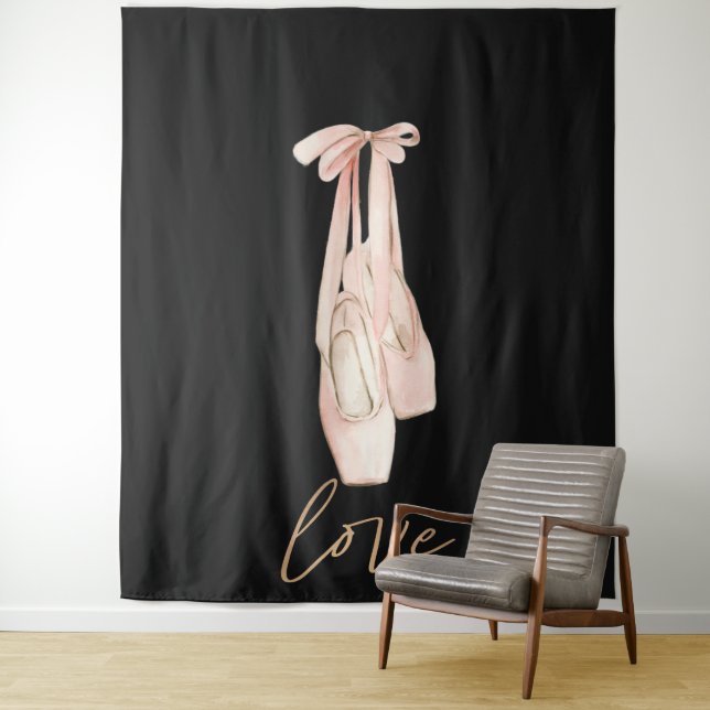 Love Pink Ballet Dance Studio Photo Black Backdrop (In Situ)