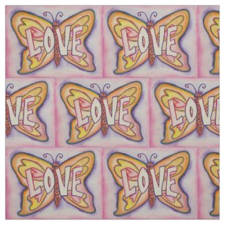 Love Pink Butterfly Inspirational Fabric Material