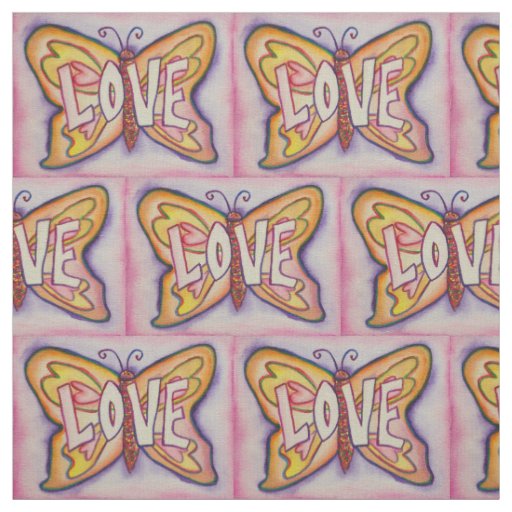 Love Pink Butterfly Inspirational Fabric Material