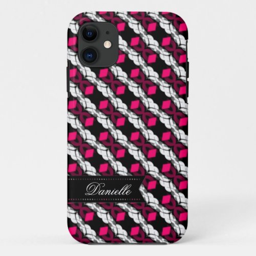 Love Pink Diamonds on Black Pattern iPhone 5 Case