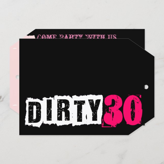 Love Pink Dirty 30 30th Personalize Birthday Party Invitation (Front/Back)