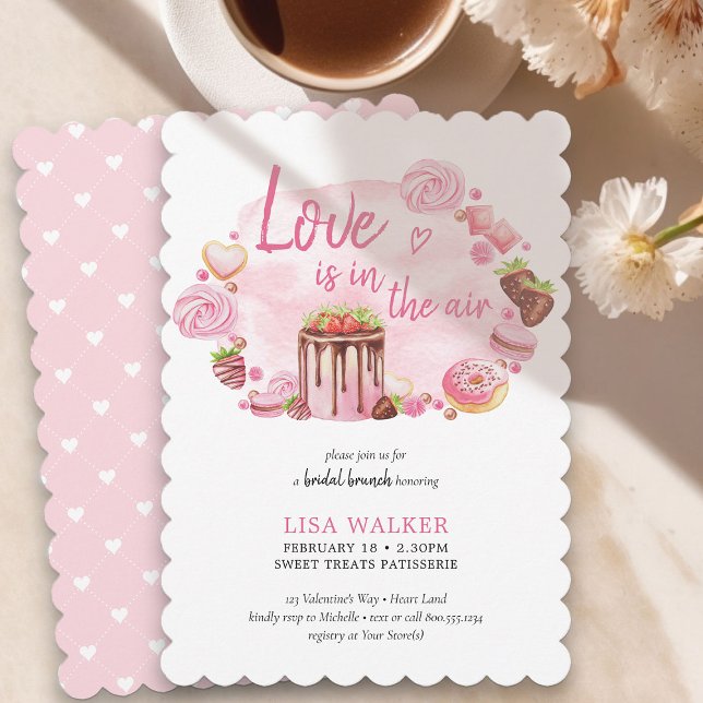 Love Pink Donut and Sweet Treats Bridal Brunch Invitation (Love is in the Air Bridal Brunch Invitation - order printed or as printable instant download)