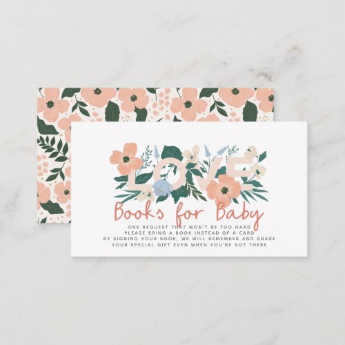 Love Pink Floral Baby Shower Book Request Enclosure Card