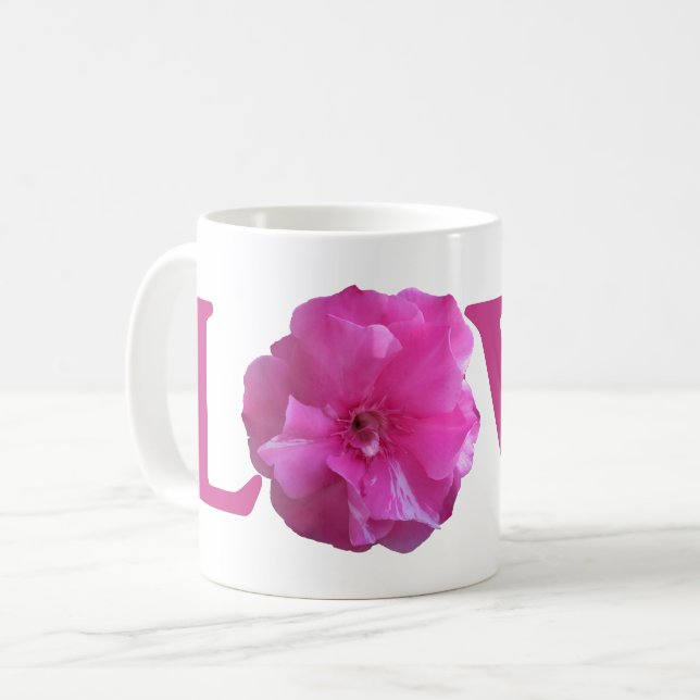 Love Pink Flower Coffee Mug (Front Left)