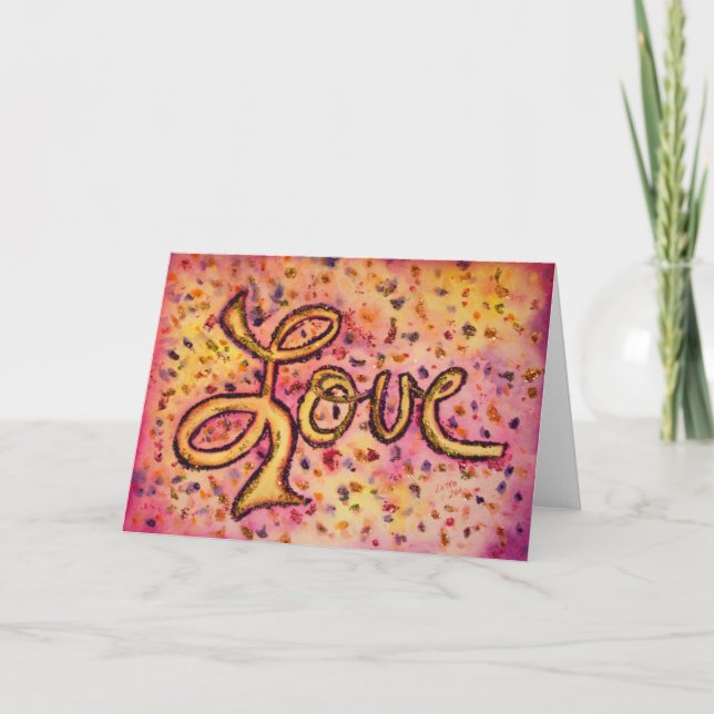 Love Pink Glamorous Glitter Greeting or Note Cards (Front)