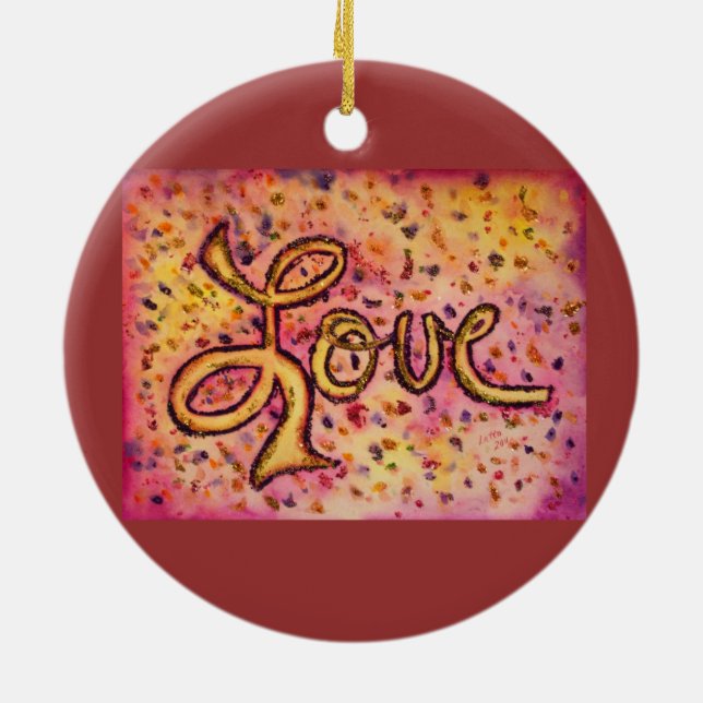 Love Pink Glamorous Glitter Ornament Art (Back)