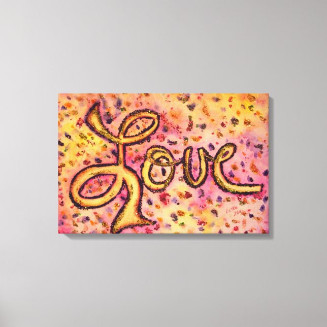 Love Pink Glamorous Glitter Painting Canvas Print (Front)