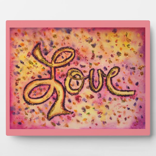 Love Pink Glamorous Glitter Painting Poem Plaque (Front)