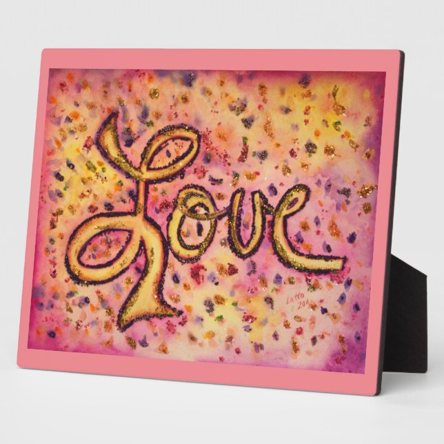 Love Pink Glamorous Glitter Painting Poem Plaque (Side)