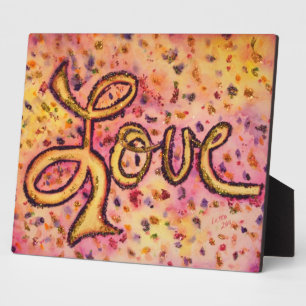 Love Pink Glamorous Glitter Painting Poem Plaque
