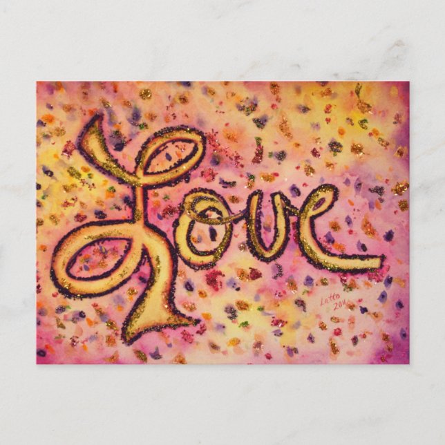 Love Pink Glamorous Glitter Postcard (Front)