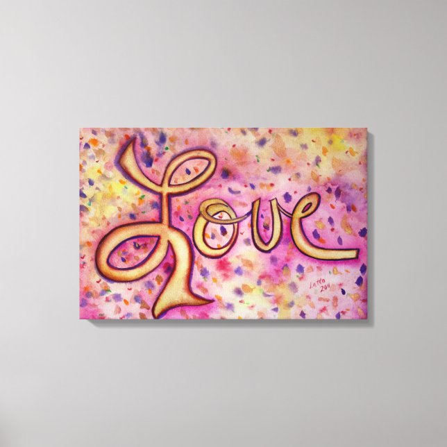 Love Pink Glamorous Painting Canvas Art Print (Front)