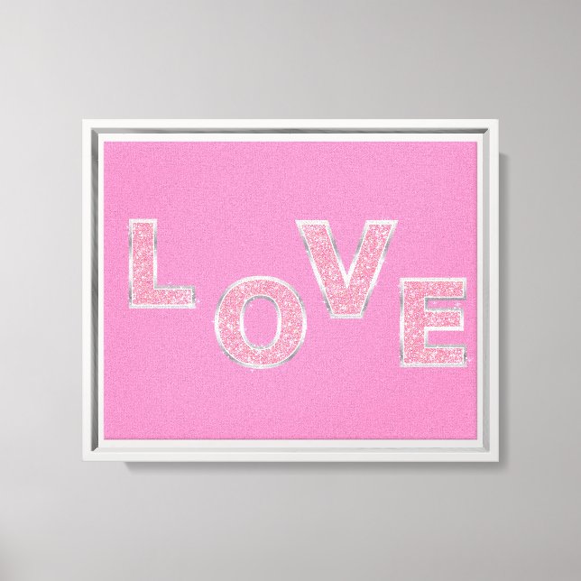 Love Pink Glitter Canvas Print (Front)