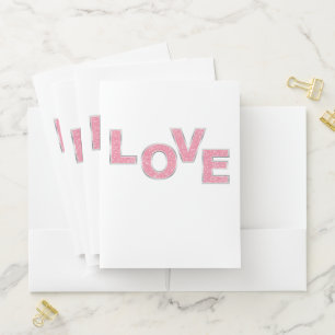 Love Pink Glitter Pocket Folder
