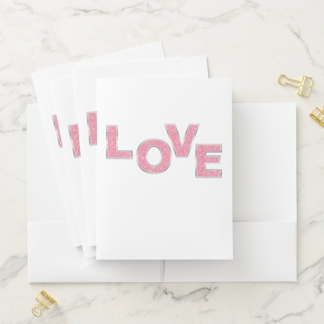 Love Pink Glitter Pocket Folder (In Situ)