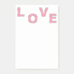Love Pink Glitter Post-it Notes