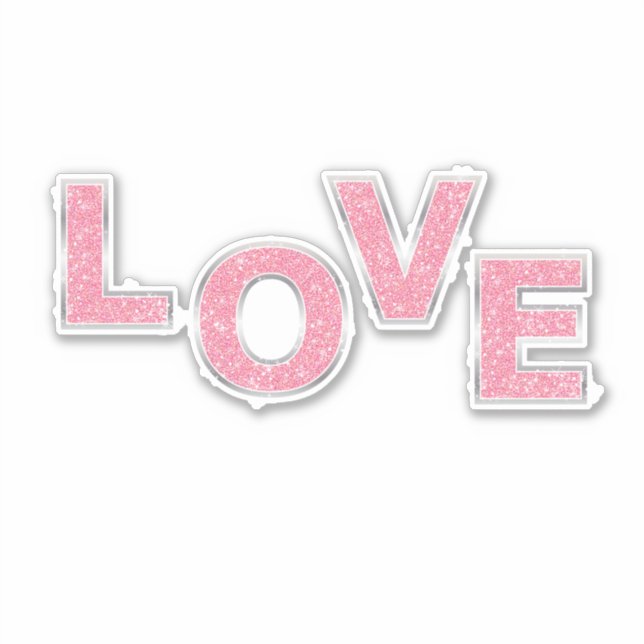 Love Pink Glitter Sticker (Front)