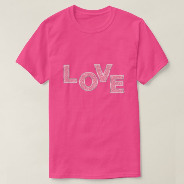 Love Pink Glitter T-Shirt (Design Front)
