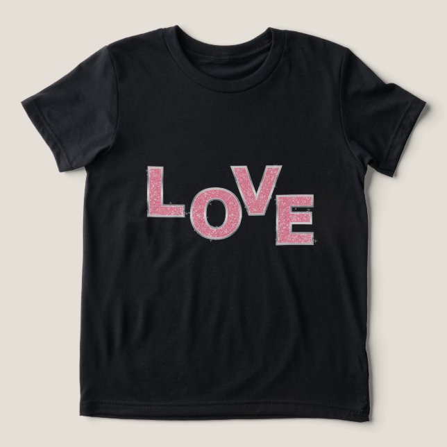 Love Pink Glitter Tri-Blend Shirt (Design Front)