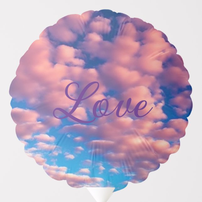 Love Pink Heart Clouds In Blue Sky Balloon (Front)