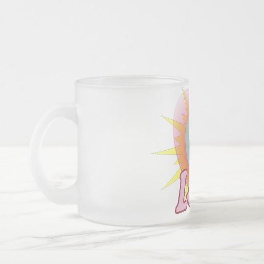 Love Pink Heart Frosted Glass Coffee Mug