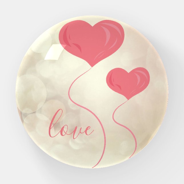 LOVE | Pink Heart Shaped Balloons  Paperweight (Front)