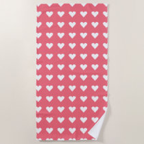 Love Pink Hearts Pattern Valentine Beach Towel